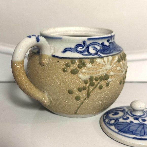 Rare Japanese Meiji Period Arita Moriage Sharkskin Glaze Teapot with Lid - Picture 6 of 9